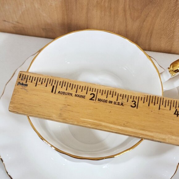 Royal Albert Val D'or Tea Cup Saucer white gold trim set fine china England - Picture 10 of 12